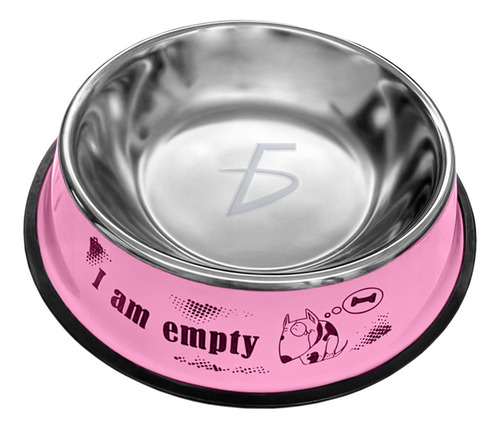 Tazón Plato Mascotas Acero Inoxidable Antiderrapante S Color Rosa