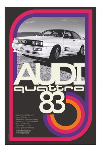 Audi Quattro 1983 - Autos De Alemania - Lámina 45x30 Cm.