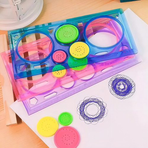 Duo Espirografo Clásico Multifuncional Regla Figuras Dibujos Color Al Azar