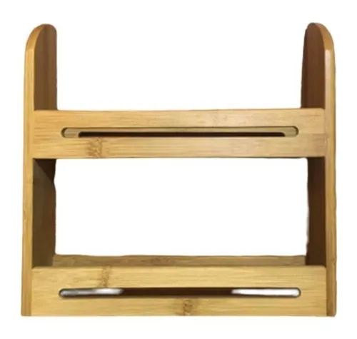 Especiero De Madera Bambú De Mesada O Pared 26x26x5