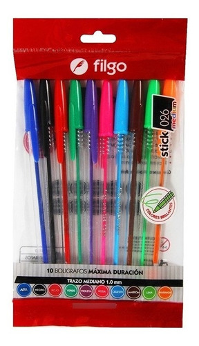 Bolígrafos Filgo De Colores X10u En Estuche