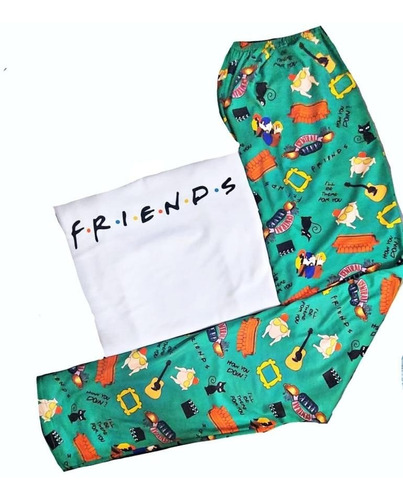 Pijama Friends Verde Largo Modal Premium