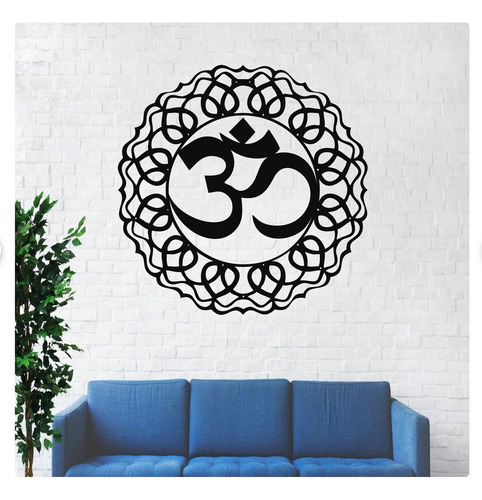 Cuadro Decorativo Ohm Mandala Meditacion Grande En Madera