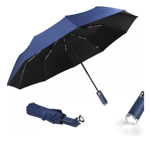 Paraguas Con Linterna 58cm  Apertura Y Cierre Automático 