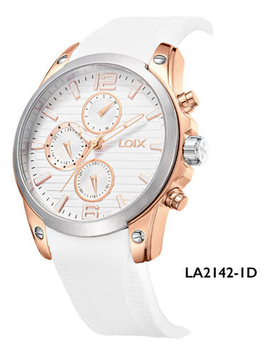 Reloj Hombre Loix® La2142-1 Blanco Con Oro Rosa,  Blanco