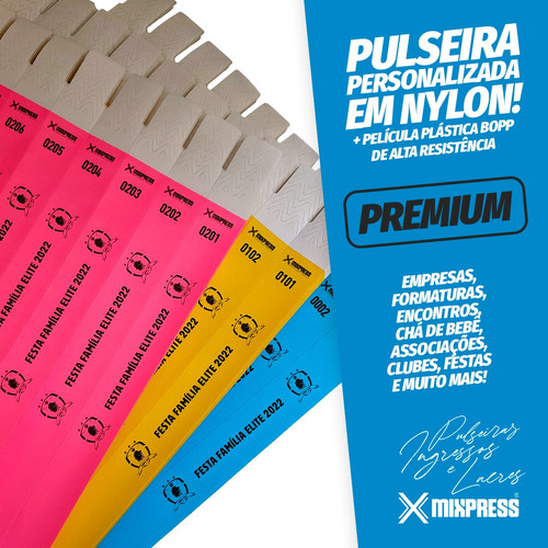 Pulseira Identificação Nylon Impressão Premium . 300 Unids