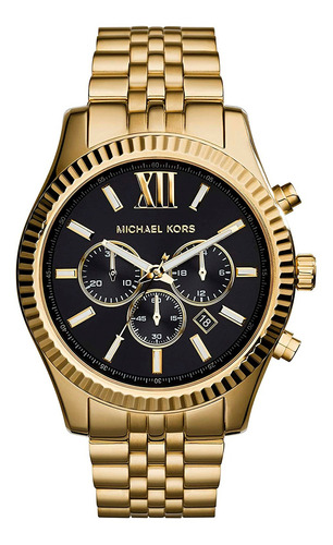 Reloj Michael Kors Lexington Mk8286 Hombre Original Color de la correa Dorado Color del bisel Dorado Color del fondo Negro