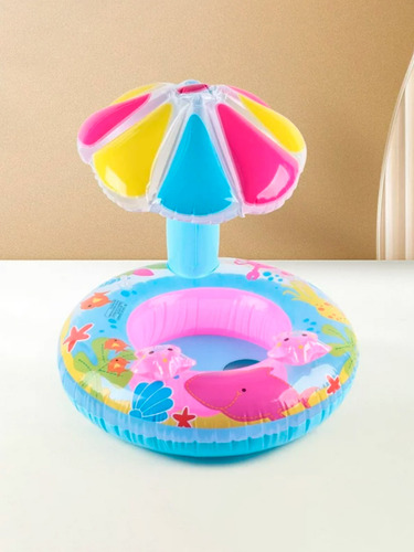 1 Silla Inflable Flotador Con Aro Y Sombrilla Para Bebes