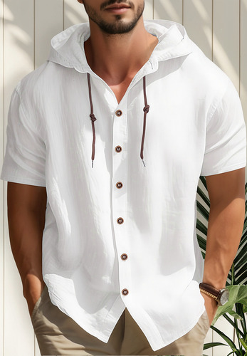 Polera Athleisure De Manga Corta Con Capucha Para Hombre