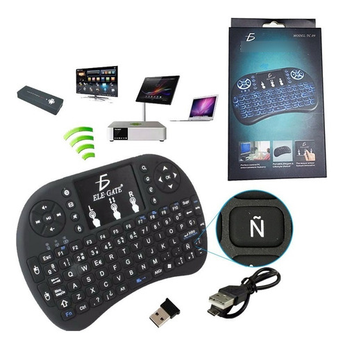 Mini Teclado Inalambrico Mousepad Español Smart Tv Xbox Pc