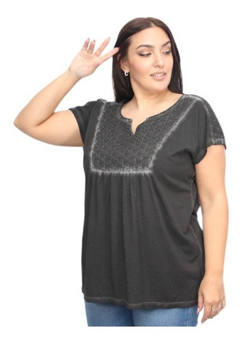 Imagen 6 de 8 de Blusa Broderie Pechera Pigment Algodon Amplia Importada