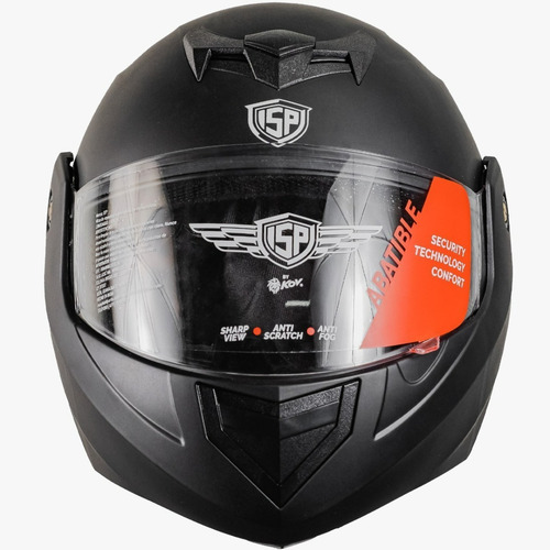 Casco Abatible Para Moto Isp / Kov Raw Negro Mate Bikerholic Color Negro Tamaño Del Casco L (59-60cm