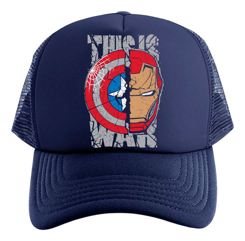 Gorra Trucker Civil War Capitan America Iron Man Series Blue