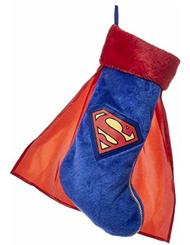 Kurt Adler 19 Pulgadas Superman Calcetín De Navidad Con Cabo