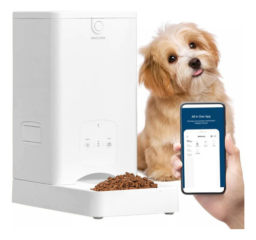 Pawgether - Alimentador Comedero Automatico WiFi Para Perro Gato App 5.5 Lts Color Blanco Pk5919