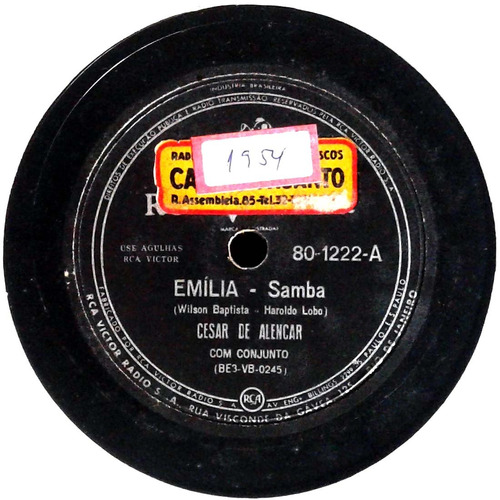 78 Rpm César De Alencar 1953 Selo Rca Victor 801222