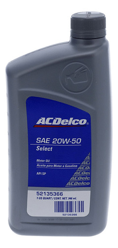 Aceite 20w50 Cuarto Sn Acdelco Acdelco 000000000052135366=