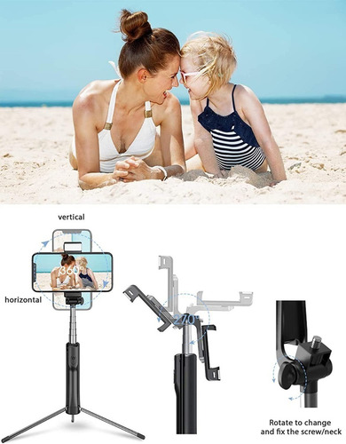 Imagen 3 de 6 de Tripode Selfie Stick Bluetooth Con Luz Gopro Y Celulares 360