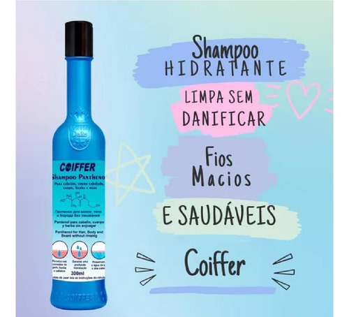 Kit 3 Shampoo Panthenol Coiffer 300ml Hidrata E Umidifica