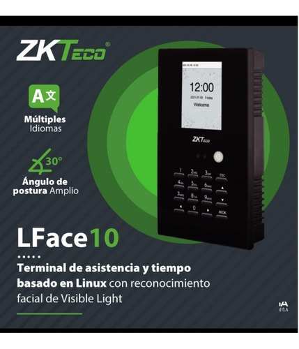 Reloj Biometrico Facial Control Asistencia Zkteco Zk-lface10