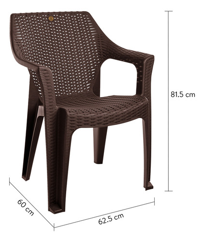 Set De 2 Sillas Exteriores De Plástico Con Diseño Rattan Rattan Chocolate Chocolate