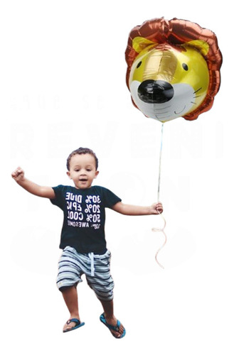 Globo 4d León Fiesta Decoración Infantil Bebé Zoo Safari Amarillo León