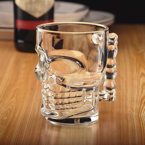 Caneca Chopp Cerveja Vidro Caveira Rock 510 Ml