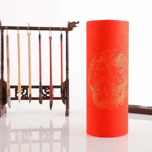 Rollo Papel Rojo Xuan Dragon Fenix Caligrafia China 13.4 In