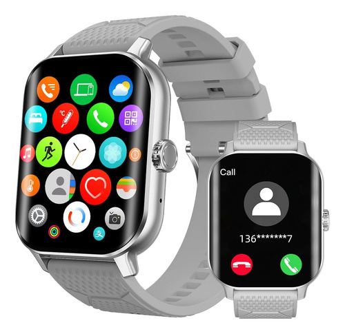 Reloj Inteligente Para Mujer Y Hombre Con Función De Llamada Plateado Silicona Plateado Plateado
