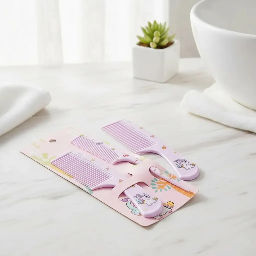 Kit Pente Infantil Penteado Cabelo Bebê Criança Colorido Cor Rosa-claro