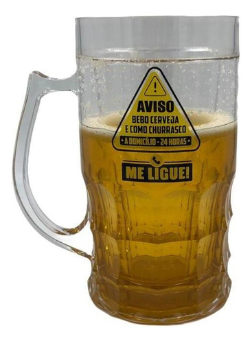 Caneca C/ Gel Congelante Aviso Bebo Cerveja 650ml