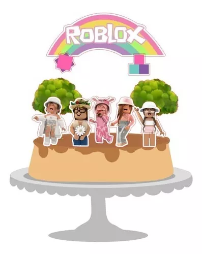 Kit Decoração Festa Roblox Girl Com 8 Totens Mdf + 5 Quadros