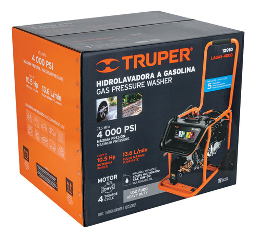 Hidrolavadora Con Motor A Gasolina 4000 Psi Truper 12910