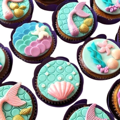 La Sirenita Toppers Para Cupcakes En Fondant 