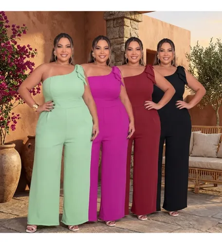 Macacão Longo Casamento Madrinhas Plus Size Soltinho Luxuoso