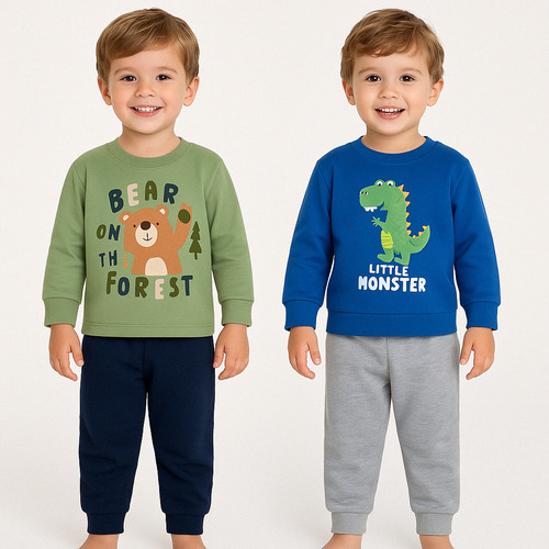 Kit 2 Moletons Infantil Inverno Quentinho Menino Menina