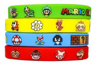 4 Pulseras Silicon Super Mario Bros Colores