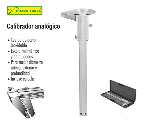 Calibrador Analogo Vernier 0-6 Pie Rey Acero Inoxidable