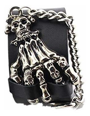 Ra De Puño - Brazalete De Cuero Negro Gótico De Halloween Pa