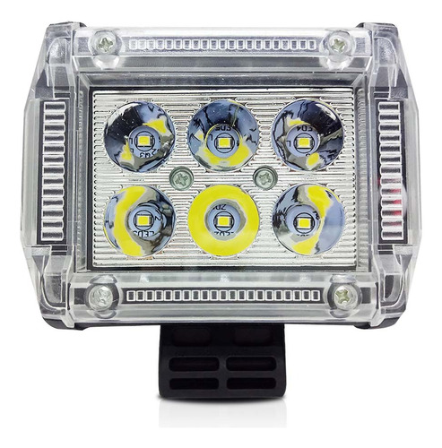 Faro Auxiliar Auto Moto Cuatri Rectangular 6 Led 30w Blanco