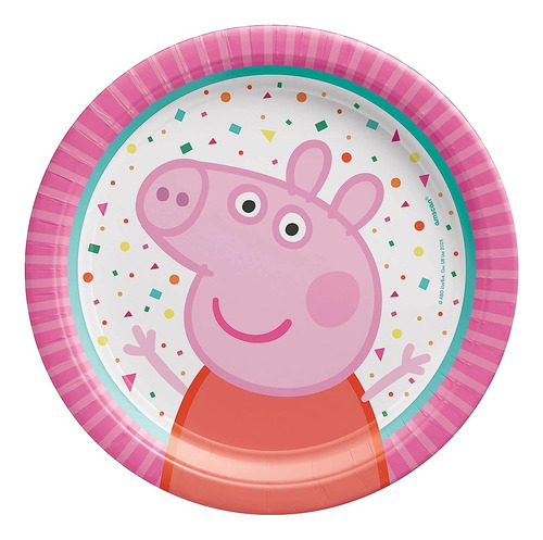 Amscan Peppa Pig Confeti Platos Redondos De Papel - 7  | Mul