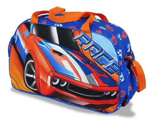 Bolsa Infantil Para Viagem Carros Corrida Cor Azul