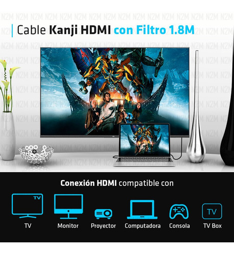 Imagen 4 de 10 de Cable Hdmi Premium 1.8 Metros Ps3 Ps4 Xbox Pc 1080p 4k Gamer