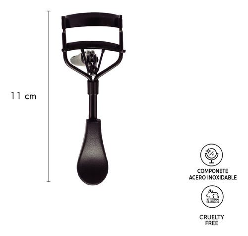 Imagen 3 de 6 de Arqueador De Pestañas De Acero Negro Premium Fascino