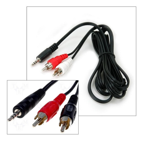 Cable De Plug 3,5mm A 2 Rca 2 Mts Pc Mp3 Equipo De Sonido Tv