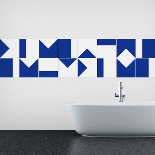Adesivo Azulejo Pastilha Cozinha Banheiro Lavabo 12un - 20cm Cor Retro 04 Azul