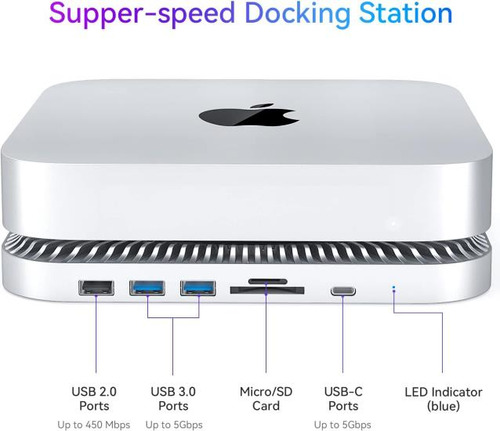 Raycue Hub Y Soporte Usb Tipo C: Carcasa Ssd Para Mac Mini