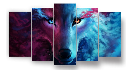 Set 5 Cuadros Decorativos Animales Lobos 02 Animales Lobos 02 Bastidor De Madera