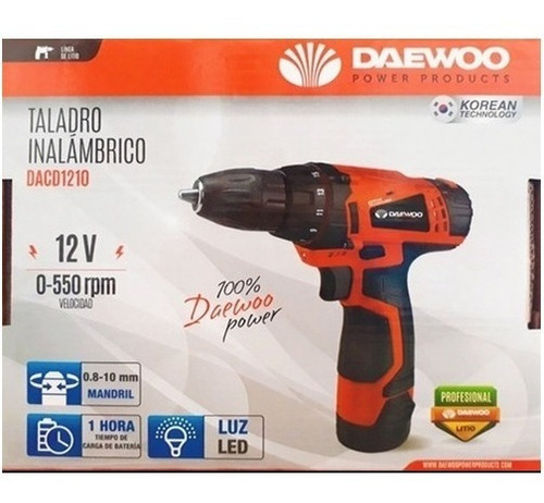 Taladro Atornillador A Bateria Daewoo 12v 10mm Dacd1210