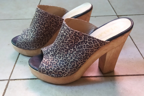 Suecos Sandalias Viamo Animal Print T.37 Impecables!